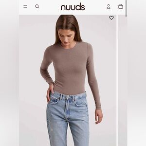 nuuds cotton Long Sleeve Bodysuit (mocha)
